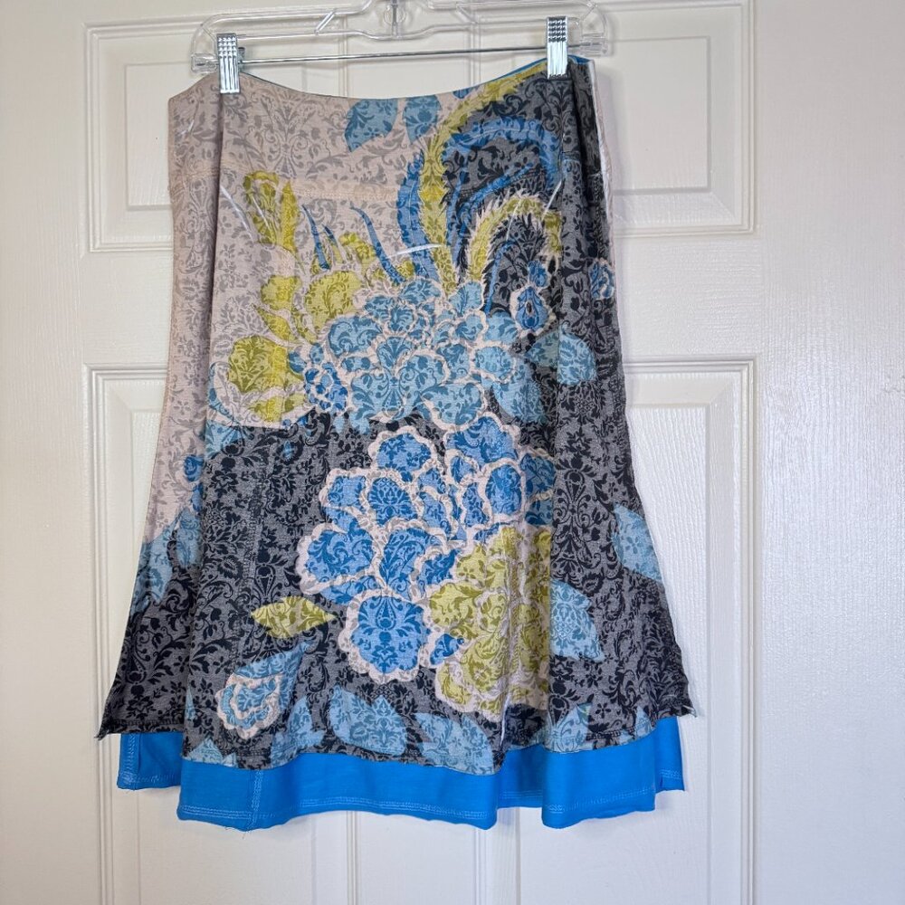 VTG Bohemian Floral Skirt Zoe D L Blue Green Paisley Free Spirit - Picture 2 of 7